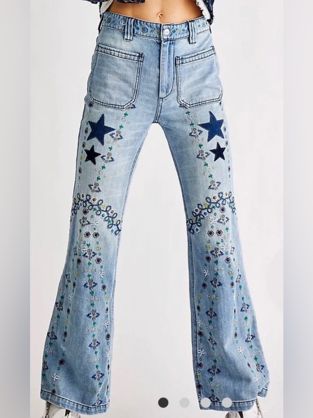 Free people Delphine embroidered flare jeans